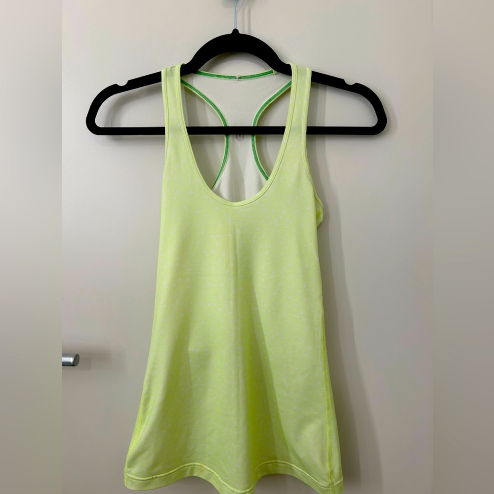 Lululemon lime green polka dot tank
